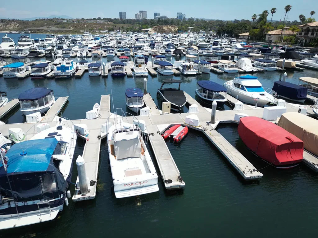 Boat slips at Newport Dunes Marina